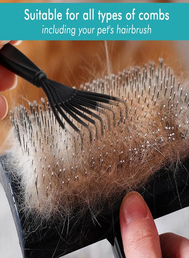 WJIAAA Hair Brush Cleaner Tool Set, 4 Pcs Hairbrush Cleaner with Rake Design Metal Wire Comb Remover Mini Instrument Hairstylist Essentials Wooden Handle for Home Salon Removing Hairs Dust Dirt Lint - Image 4
